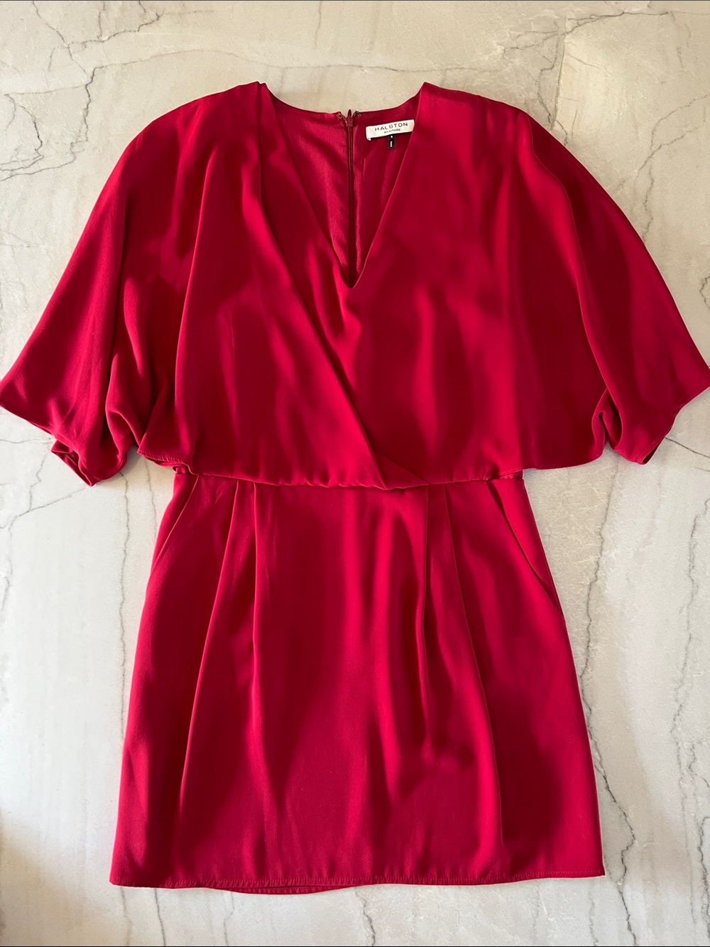 Red Halston Heritage Dress with Pockets
